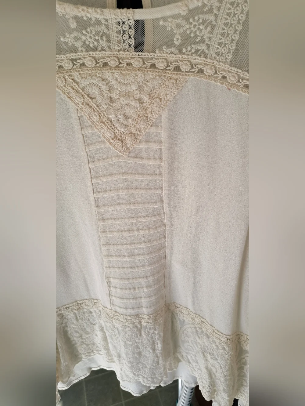Maurices Cream Lace Yoke Long Sleeve Blouse - Picture 2 of 4